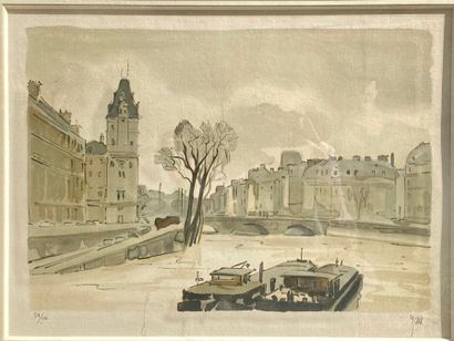 null Robert YAN (1901-1994)
View on the Ile de la Cité - Paris 
Lithograph on paper...