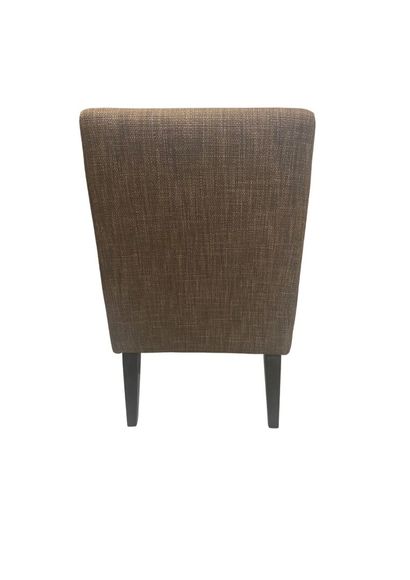 null Black lacquered wood and brown mottled fabric upholstery, removable seat cushion...
