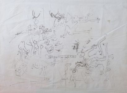 null Roberto MATTA (1911-2002)
Composition with figures, Circa 1965
Ink on paper...