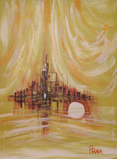 null Walter PARKER (XX-XXI)
Composition in yellow 
Oil on canvas 
Signed Parker lower...