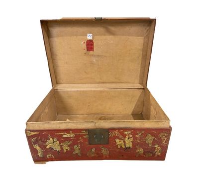 null Japan 20th century 
Chest or kimono box, covered with paper imitating carmine...