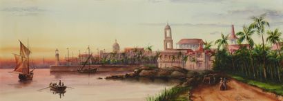 null Anna Maria QUEMARE (Cuban, 20th Century)
Havana Bay 
Watercolor on paper 
Monogrammed...