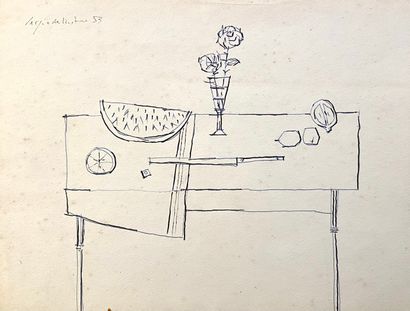 null Sergio DE CASTRO (1922-2012)
Nature morte - 1953
Stylo bille bleu et encre noire...