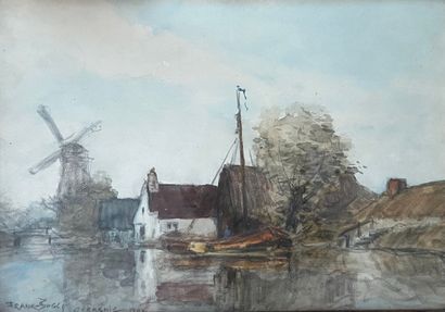 null FRANK-BOGGS (1855-1926)
Le Canal, environs de Rotterdam, Overschie -1902
Aquarelle...