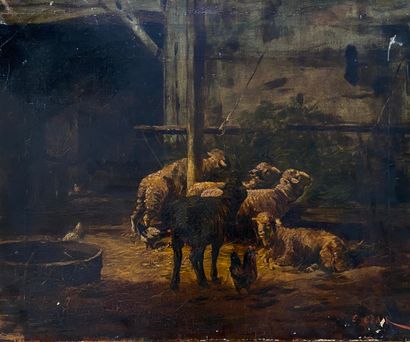 Charles CLAIR (1860-1930)
The sheepfold 
Oil...