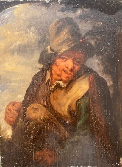 null Ecole Hollandaise du XVIII -ème siècle 
Le joueur de viol 
Huile sur panneau...