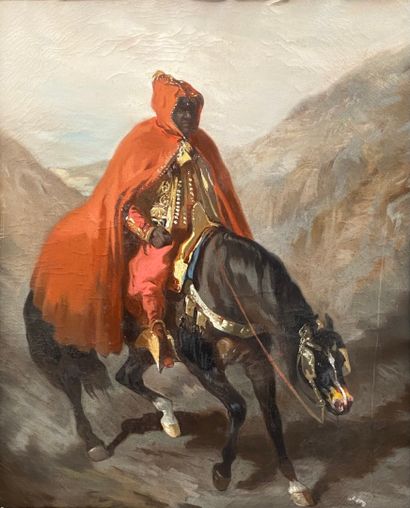 null Ecole d'Alfred DE DREUX (1810-1860)
Cavalier oriental à cheval 
Huile sur toile...