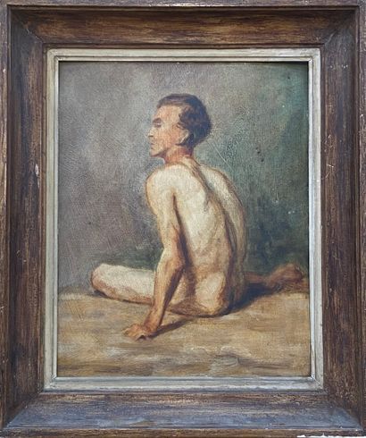 null Ecole du XIXème 
Nu Masculin 
Huile sur carton 
40 x 33 cm 

légère déformation...