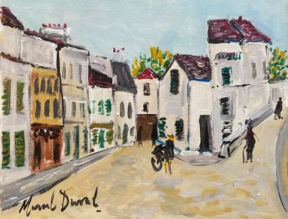 Marcel DUVAL (1890- 1985)
Scène de rue 
Huile...