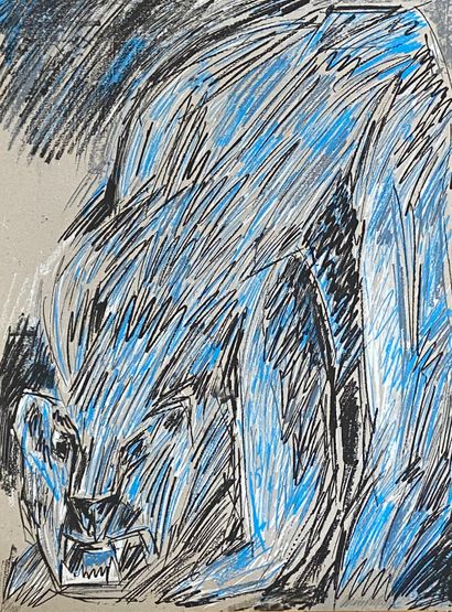 null Christophe MEYER (1958) 
Ours bleu 
Lithographie en couleurs sur papier 
Signée...