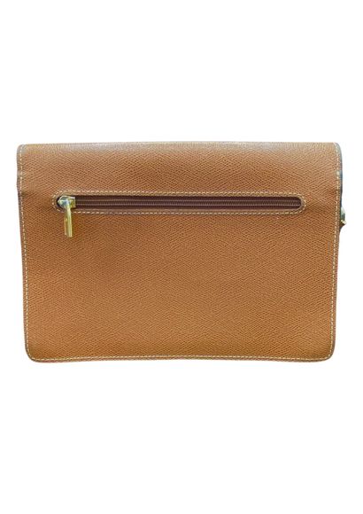 null LANCEL
Brown grained leather clutch bag with cream saddle stitching and gold...