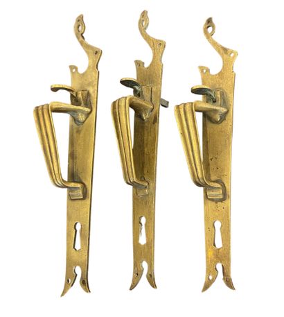 null 3 Art Nouveau handles in gilded brass 