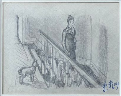 null Attribué à Pierre ROY (1880-1950)
La femme dans l'escalier 
Mine de plomb sur...