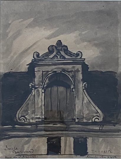 null Emile Henri BERNARD (1868-1941) 
Fenêtre de Mansarde à Tonnerre 
Lavis et encre...