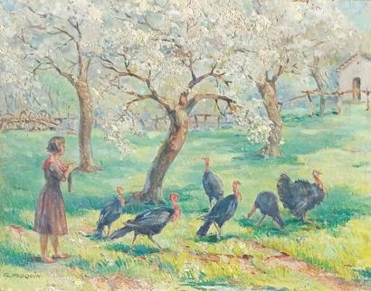 Gaston PLOQUIN (1882-1970)
Young turkey keeper
Oil...