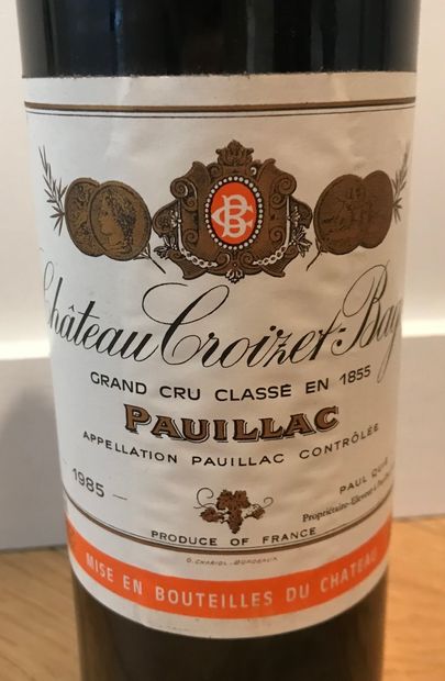 null 11 bouteilles (75 cl) de Château Croizet Bages (Rouge)
Millésime 1985
D'appellation...