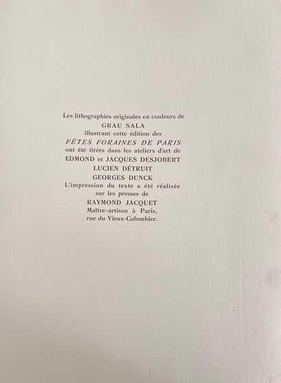 null Emilio GRAU SALA et Gabriel MOUREY 
Fêtes foraines de Paris
Ouvrages in folio,...