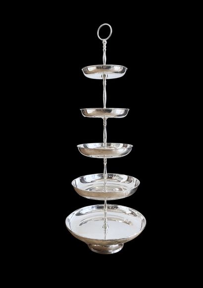 null Silver plated metal display stand, composed of 5 trays 
Bearing the mark & on...
