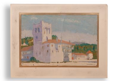 Spyros PAPALOUKAS (1892-1957) Monastery, Mount Athos, 1924
Oil on cardboard
Signed...