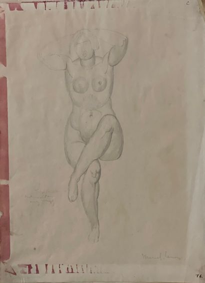 MARCEL-LENOIR (1872-1931) Study for a cubist nude
Pencil on paper 
Signed lower right
Annotated...