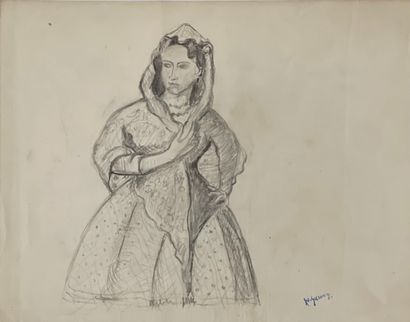 Dimitrios Emmanuel GALANIS (1882-1966) Woman with coat
Graphite on paper 
Signed...