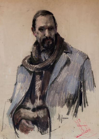 Mladen JOSIC (1897-1972) Portrait of the painter Monaino, 1957
Pastel on cardboard
Apocryphal...