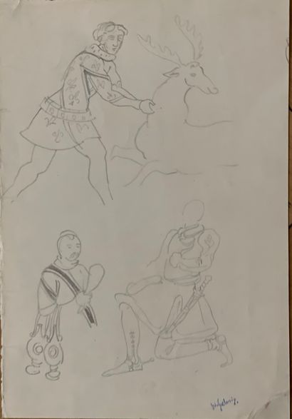 Dimitrios Emmanuel GALANIS (1882-1966) Medieval sketches 
Graphite on paper 
Signed...