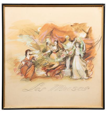 Milivoy UZELAC (1897-1977) The muses
Pencil and gouache on paper
Probably a poster...