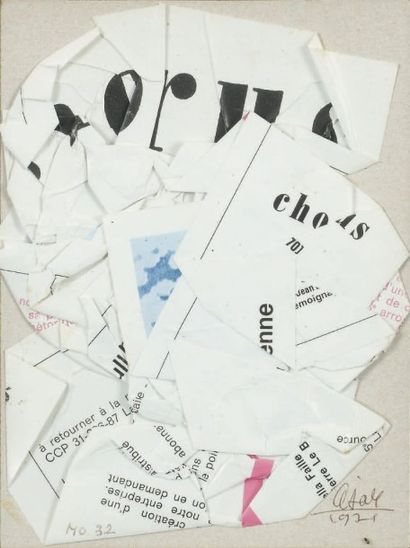 CESAR (1924-1998) 
Chorus, 1925
Collage sur carton, signé et daté en bas à droite,...