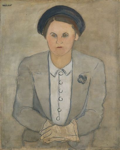 Hale ASAF (1905-1938) 
Jeune femme
Huile sur toile, signée en haut à gauche et porte...