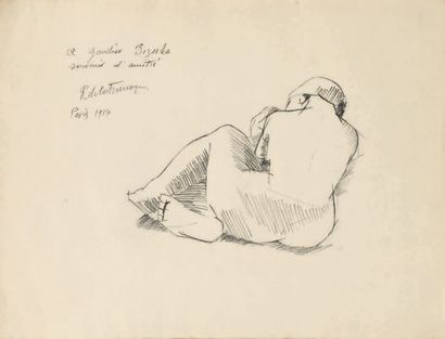 Roger de la FRESNAYE (1885-1925) 
Souvenir d'amitié, 1914
Crayon sur papier, signé...