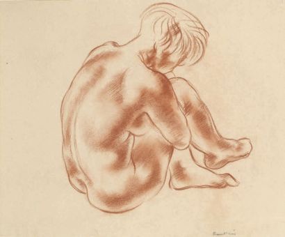 Jean FAUTRIER (1898-1968) 
Nu
Sanguine sur papier, signé en bas à droite 21,5 x 27...