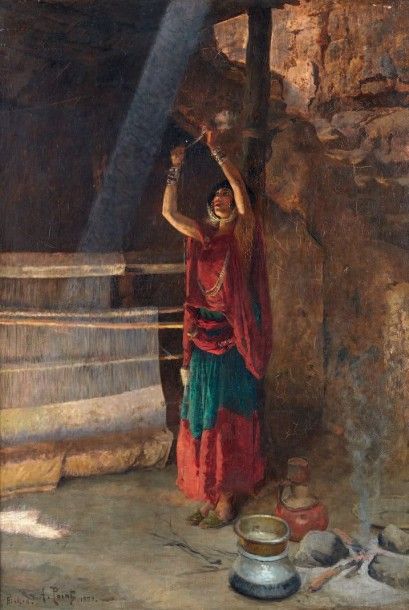 Armand POINT (1860-1937) 
Fileuse, 1888
Huile sur toile, signée, située à Biskra...