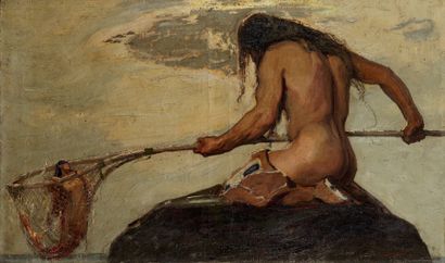 Ernest Leonard BLUMENSCHEIN (1874-1960) La pêche miraculeuse d'un Indien Taos
Huile...