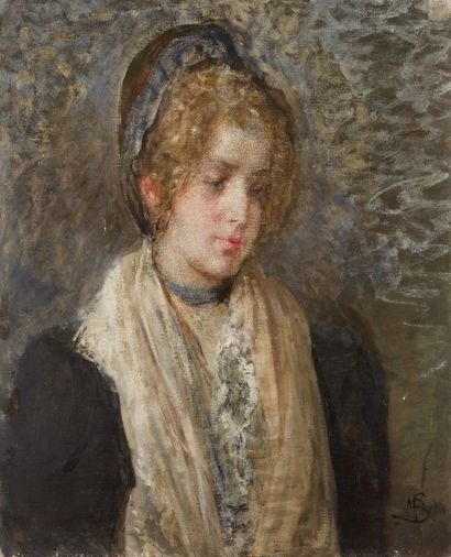 Mosè Bianchi (1840-1904) Portrait de jeune fille
Huile sur toile, signée en bas à...