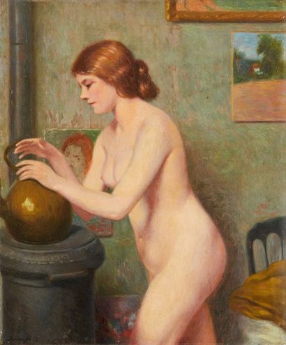 null Federico ZANDOMENEGHI (1841-1917)
Mon modèle: femme nue a mi-jambe, 1913
Huile...