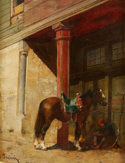 null Alberto PASINI (1826-1899) 

Garde au repos

Huile sur toile, signée en bas...