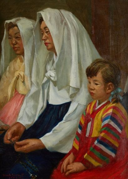null Deuksoon PARK (1910-1990)

Family rosary, 1957

Huile sur toile, signée et datée...