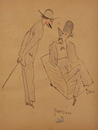 null Jules PASCIN (1885-1930)

Portrait de deux américains,

Aquarelle sur papier,...