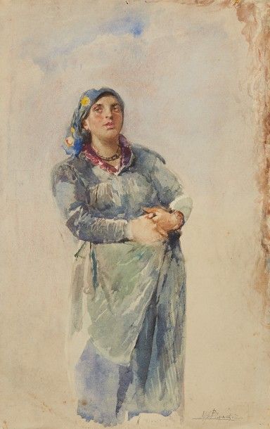 null Mosè BIANCHI (1840-1904)

Femme debout

Aquarelle sur papier, signée en bas...