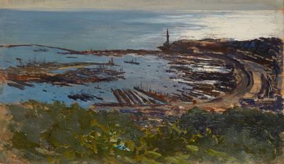 null Giorgio BELLONI (1861-1944)

La ville, le port sous le soleil

Huile sur panneau,...