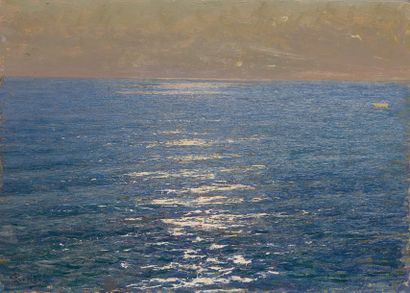 null Giorgio BELLONI (1861-1944) 

Reflets blancs, effet de soleil

Huile sur panneau,...