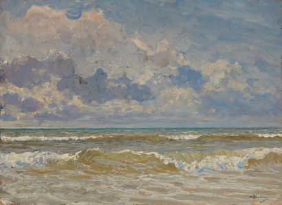 null Giorgio BELLONI (1861-1944) 

Bord de mer

Huile sur panneau, signée en bas...