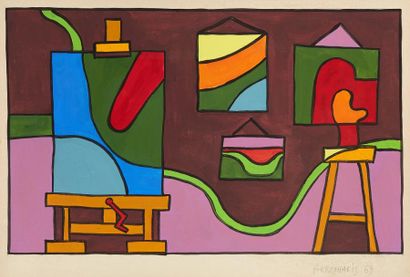 Alexis AKRITHAKIS (1939-1994) Alexis AKRITHAKIS (1939-1994)

Chevalets, 1969

Gouache...