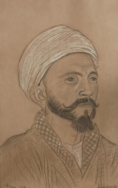 Lucien GIBERT (1904-1988) Portrait d'homme au turban, 1934

Fusain et pastel sur...