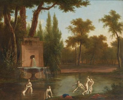 Jean HOUEL (1735-1813) Les baigneuses près d'une fontaine

Huile sur toile

Signée,...