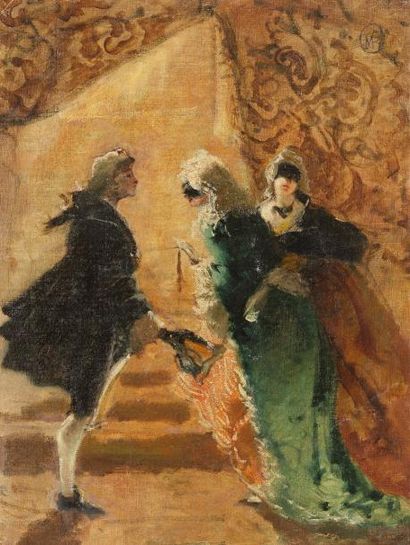 Mosè Bianchi (1840-1904) Personnages masqués

Huile sur toile

Monogrammée en haut...