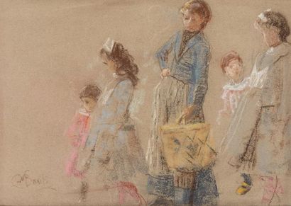 Mosè Bianchi (1840-1904) La promenade des enfants

Pastel sur papier

Signée en bas...