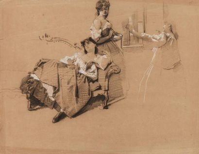 Mosè Bianchi (1840-1904) Etude de personages

Fusain et rehauts de pastel sur papier

41.5...