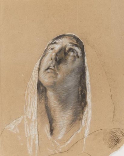 Mosè Bianchi (1840-1904) La madonne

Fusain et pastel sur papier

54 x 43 cm. - 21...